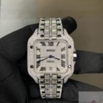 Cartier Santos Round & Baguette Moissanite Iced Out Diamond Men Watch (2)