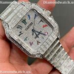 Custom Cartier Santos Round & Baguette Moissanite Diamond Men Watch For Gift (1)