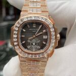 Patek Philippe Geneve Round & Baguette Moissanite Diamond Men Automatic Watch (1)