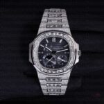 Patek Philippe Geneve Round & Baguette Moissanite Diamond Men Automatic Watch (1)