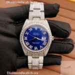 Rolex Blue Moissanite Diamond Iced Out Men Watch (8)