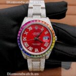 Rolex Red Moissanite Diamond Iced Out Men Watch (2)