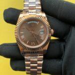 Rolex Day-Date 40MM Chocolate Roman Dial fluted bezel automatic movement, President bracelet 228235