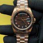 Rolex Everose Gold Day-Date 41mm Fluted Bezel Brown Ombre Diamond Dia President Bracelet (1)