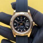 Rolex Sky-Dweller 42mm 326238 Oysterflex Gold Black Dial Watch (1)