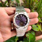 Audemars Piguet Purple Extra slim 41MM Dial Royal Oak Tourbillon stainless steel Watch
