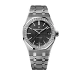 Audemars Piguet Royal Oak 41MM Stainless steel black Dial Diamond Bezel Watch (1)