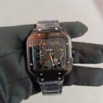Cartier Santos De Black Dial Skeleton 40MM Stainless Steel Men’s Watch WHSA0015 (3)