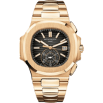 Patek Philippe Nautilus Flyback Chronograph Date 40.5mm Rose Gold Black Dial 59801R-001 Men's Watch